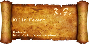 Kulin Ferenc névjegykártya